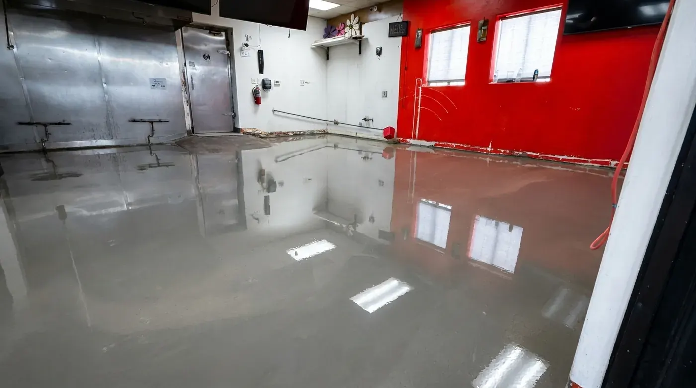 The same unit with a seamless high-gloss grey epoxy floor